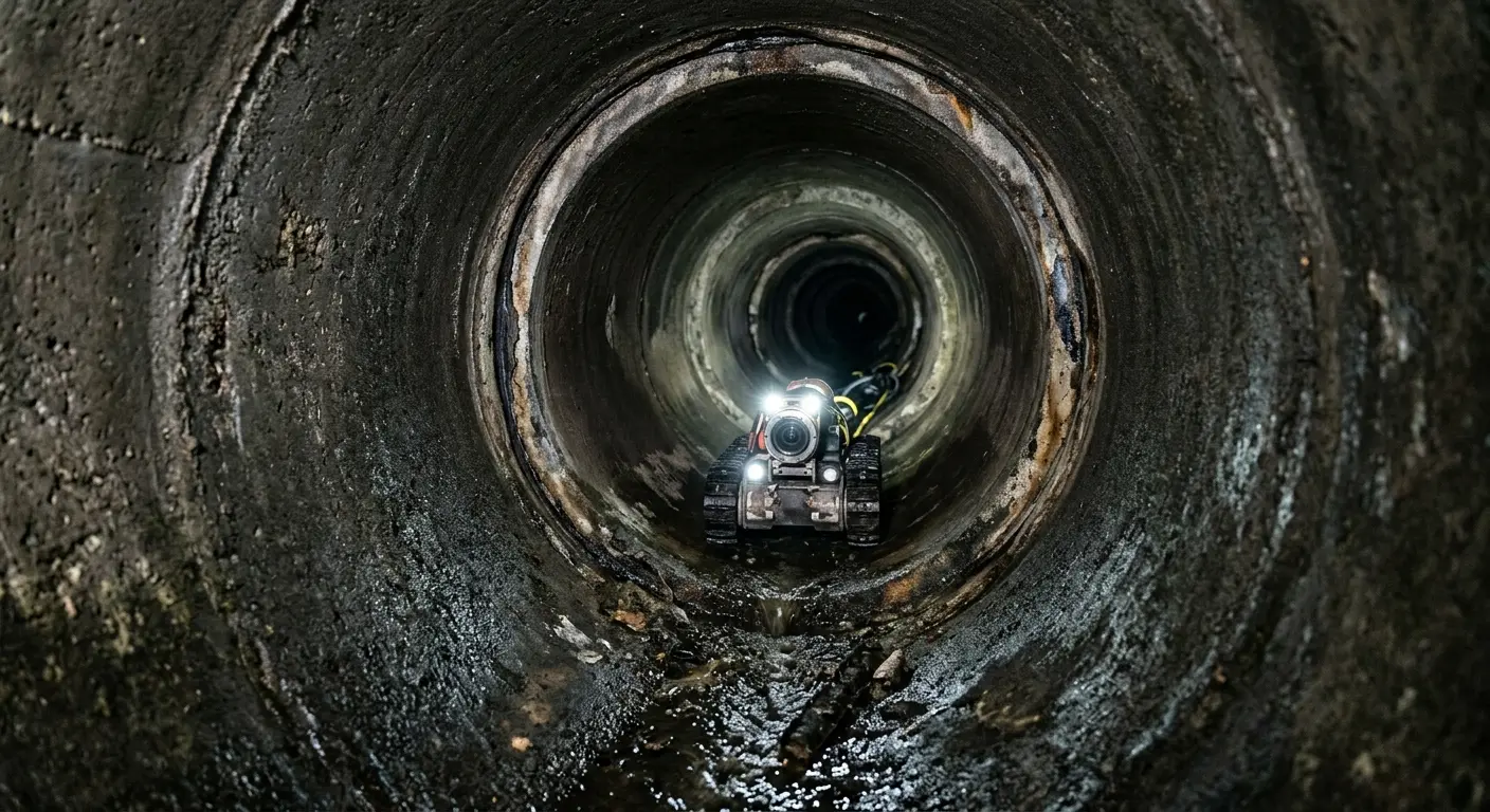 Robotic sewer camera inspecting pipe interior for Sewer Line Cleaning in Estes Park